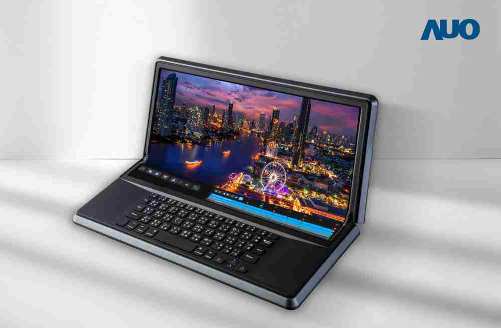 人生就是博14.6吋Micro LED折迭显示屏幕，，，搭配半径4mm的弯折绞炼，，，以及高画素、、、高亮度、、、高对比度的显示技术特点，，，即便在大视角下仍保有绝佳色相与亮度