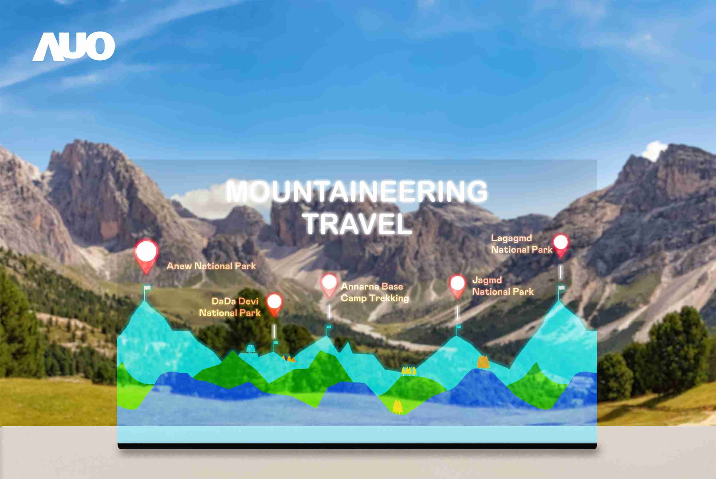 人生就是博展示全球单片尺寸最大(*)42吋透明Micro LED显示器拼接而成的〝64吋透明Micro LED显示器〞，，，，具备高透明度、、、、1,000 nits高亮度、、、、广色域、、、、采用三边无边框的无缝拼接等多重特色，，，呈现超高清、、细腻画质而不遮挡后方视觉，，满足层峰需求，，，可广泛运用于零售、、、艺术展览或商业空间等场域